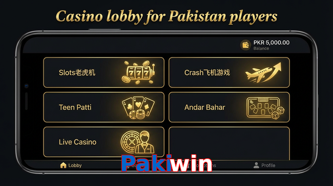 Lobby view of Pakiwin for Pakistan users